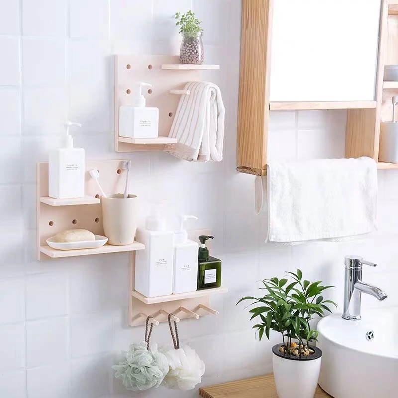 Кухня для хранения дома Съемная DIY отверстие пластины стены скандинавские полки