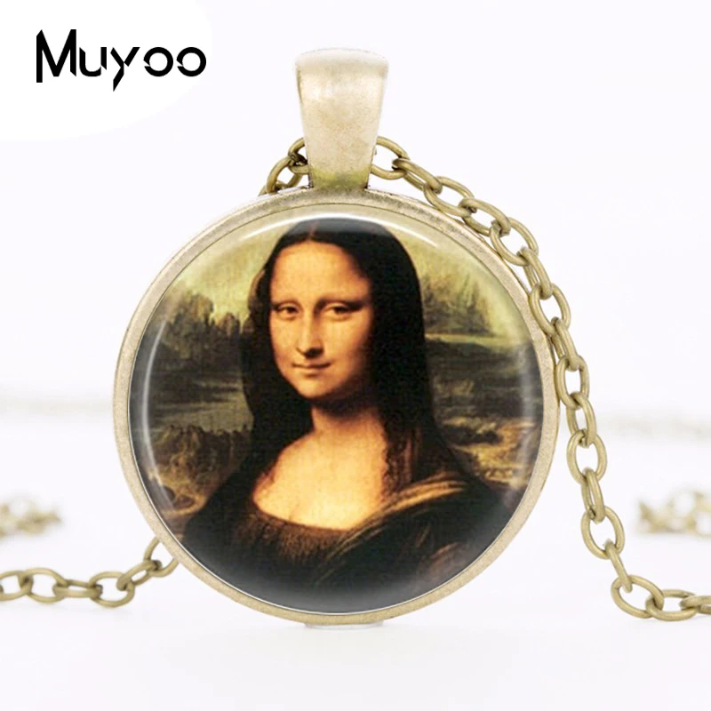 Mona Lisa, ювелирное изделие, Mona, ожерелье Lisa, стеклянный купол, ожерелье, посеребренный, рождественский подарок для женщин и мужчин, HZ1