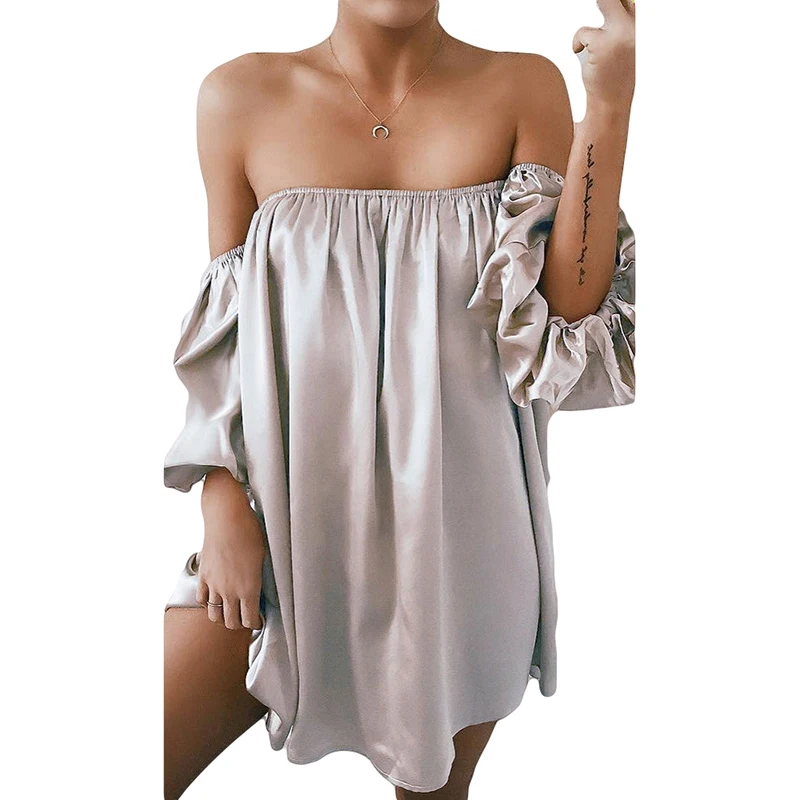 Летние модные женские платья с топом сексуальные открытыми плечами и вырезом