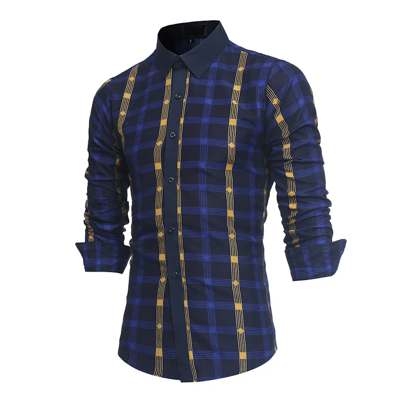 M 2XL 2018 Новая мода осень Для мужчин одежда Slim Fit рубашка с длинными рукавами