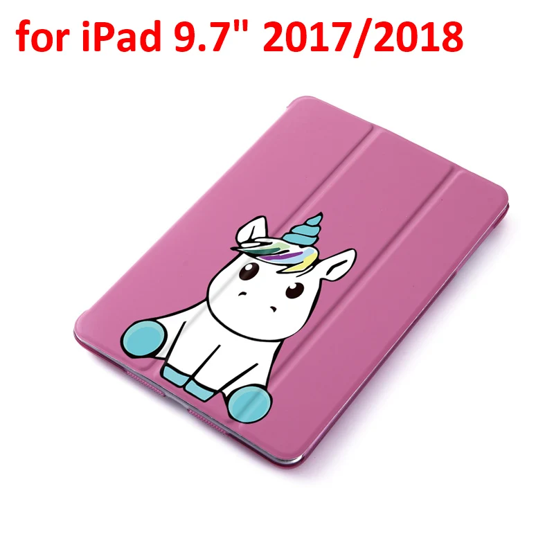 Чехол с единорогом для ipad 9,7 дюймов ipad 2 3 4 5 6 из искусственной кожи Стенд кожаный чехол матовый чехол-накладка чехол для ipad Air 1 2 - Цвет: for 2017 2018 ipad