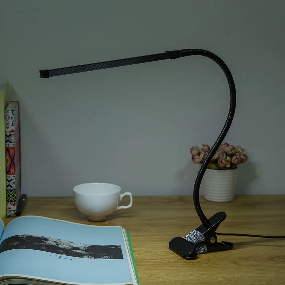 5V USB Светодиодная настольная лампа с зажимом Гибкая Настольная для книга чтения