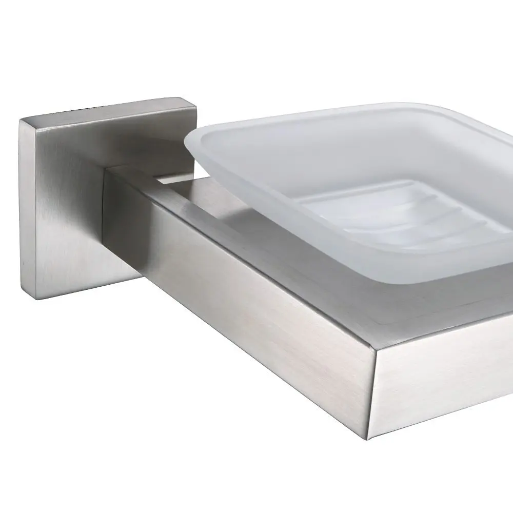 Leyden European Style Light Brushed Glass Soap Dish Holder 304 Stainless Steel Wall Mounted Silver Bathroom Accessories | Обустройство