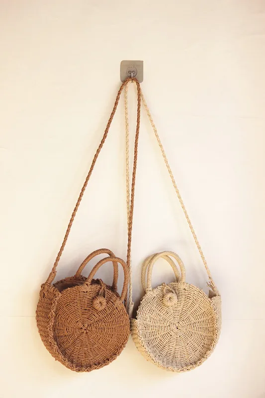 

21x21CM Small New Straw Bag Summer Girl Round Paper Rope Bag Small Holiday Bag a5287