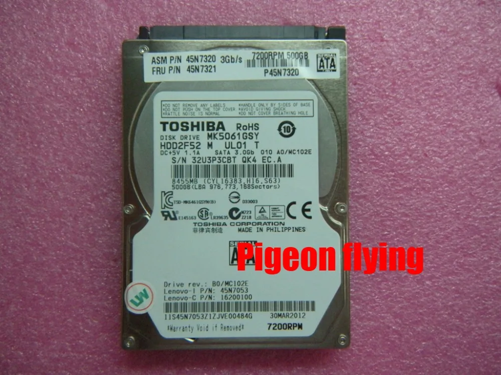 Для Lenovo Thinkpad T420 жесткий диск с номером детали FRU 45N7321 TOSHIBA 500G 3 ГБ/сек. 7200 поворот