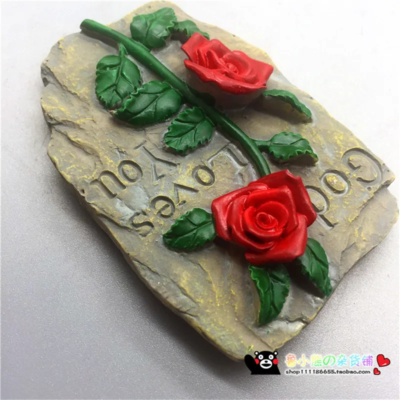 Магниты на холодильник Бог любит вас 3D наклейки с цветами розы туристические