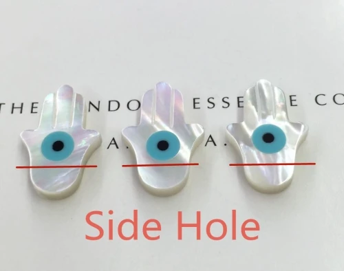Side Hole 30 шт./лот) Подлинная блестящая Швабра в виде раковины Хамса Размер 12*16 мм индейка глаз свободный шарик, свободная рука Фатима Швабра шарик - Цвет: Side Hole