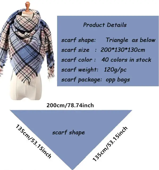 A Triangle scarf S34 Полосатый Женский шарф, зимние кашемировые шарфы, квадратные шали для женщин, вязаные шарфы, бандана, теплые шарфы - Цвет: A Triangle scarf S34