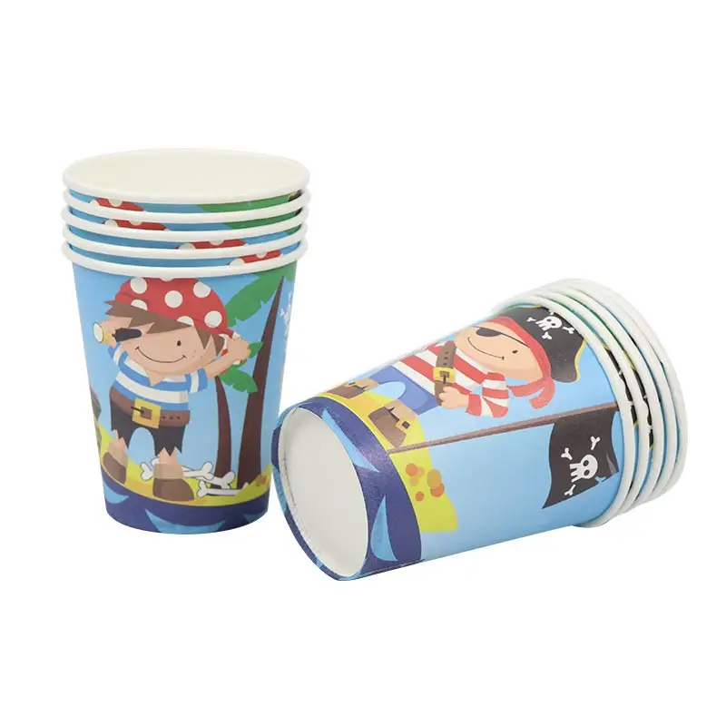 Cups X 6pcs 1 компл. Мультфильм пират Праздничная салфетка бумага шляпа тарелка чашка скатерть шары День рождения украшение Детские вечерние принадлежности - Цвет: Cups X 6pcs