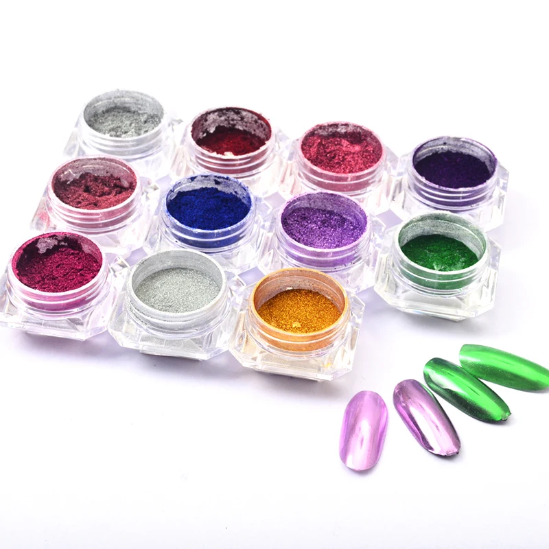 

11 Color 0.5g Nail Mirror Glitter Powder Metallic Color Nail Art UV Gel Polishing Chrome Flakes Pigment Dust Decorations