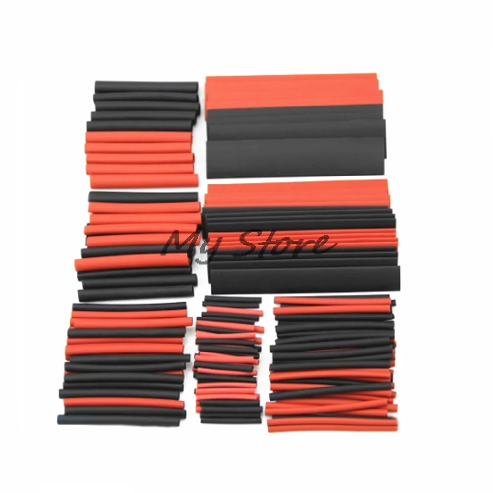 150 PCS Black And Red 2:1 Assortment Heat Shrink Tubing Tube Car Cable Sleeving Wrap Wire Kit 7.28m | Sleeves