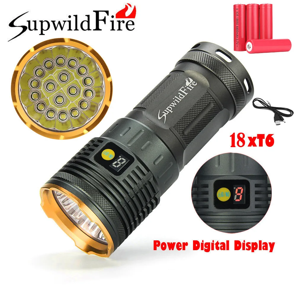 ISHOWTIENDA водонепроницаемый Supwildfire 18 x XM-L T6 светодиодный Мощность цифровой Дисплей Охота фонарик цифровой светодиодный фонарик# g30