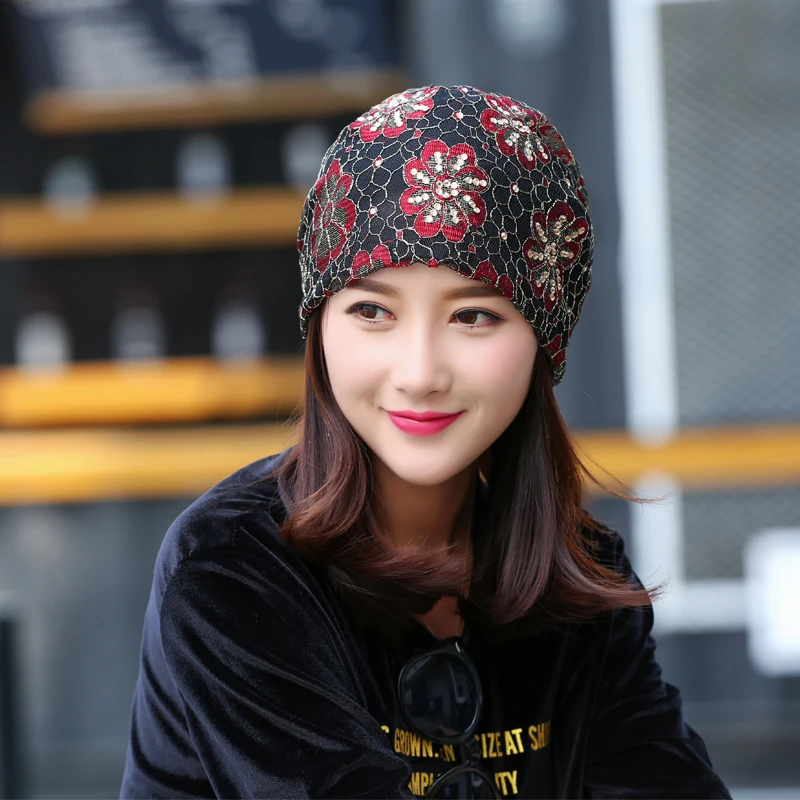 Весенняя и Осенняя шапочка-бини шапки для женщин кепка skullies casquette feminino Цветочная