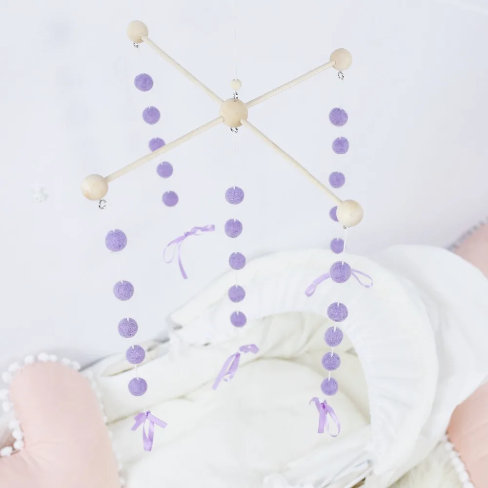 Погремушка для детской кровати фиолетовая детская кроватка мобильная девочек