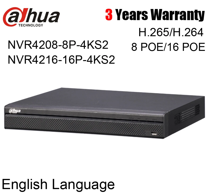 Сетевой видеорегистратор Dahua 8mp NVR4208-8p-4ks2 8ch POE NVR 8-канальный сетевой видеорегистратор 1U 8 PoE 4 K H.265 Lite Сетевой Видео Регистраторы h265 NVR4216-16p-4ks2