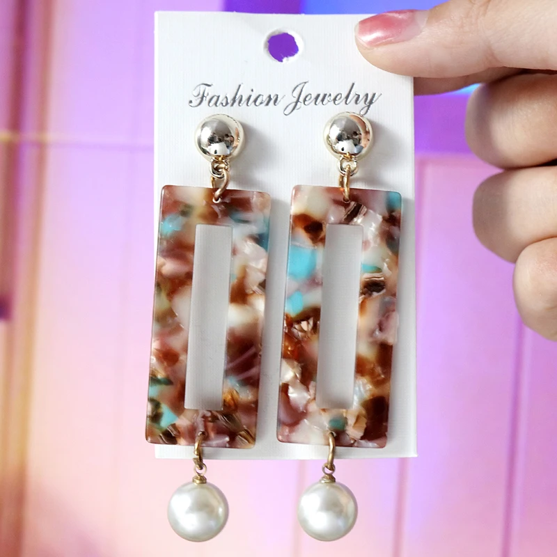 Женские акриловые серьги-подвески MINHIN сережки с квадратными подвесками и