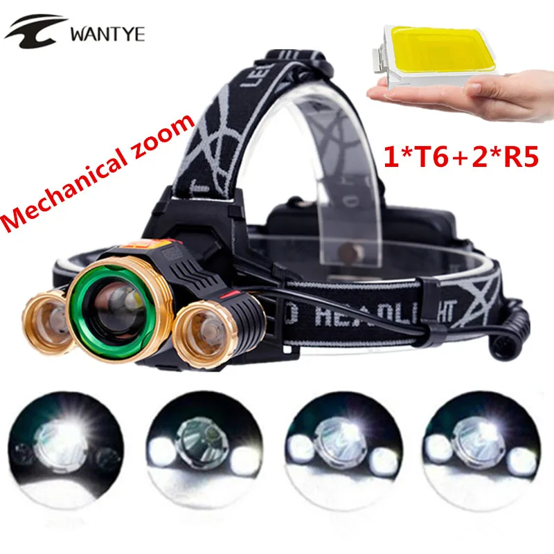 

High Power 4 Mode LED Headlamps 8000 Lumens XML T6 + 2XPE Zoomable Outdoor Fishing Camping Hiking Cycling Hunting Head lamp