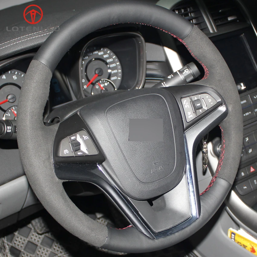 LQTENLEO черный натуральная кожа Замша Руль Обложка для Chevrolet Malibu 2011- вольт Camaro 2011- Aveo