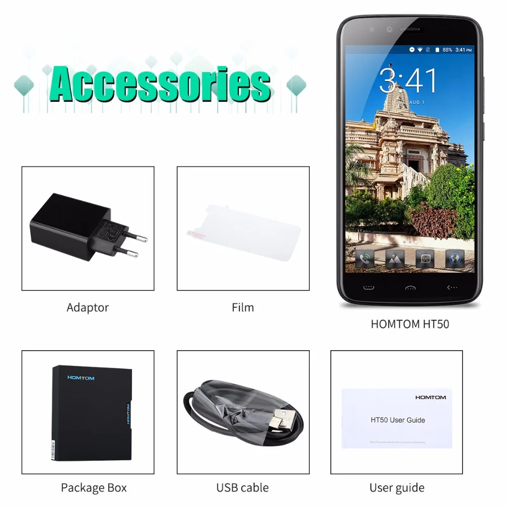 Оригинальный HOMTOM HT50 отпечатков пальцев Смартфон MT6737 4 ядра Android 7 0 3 GB Оперативная