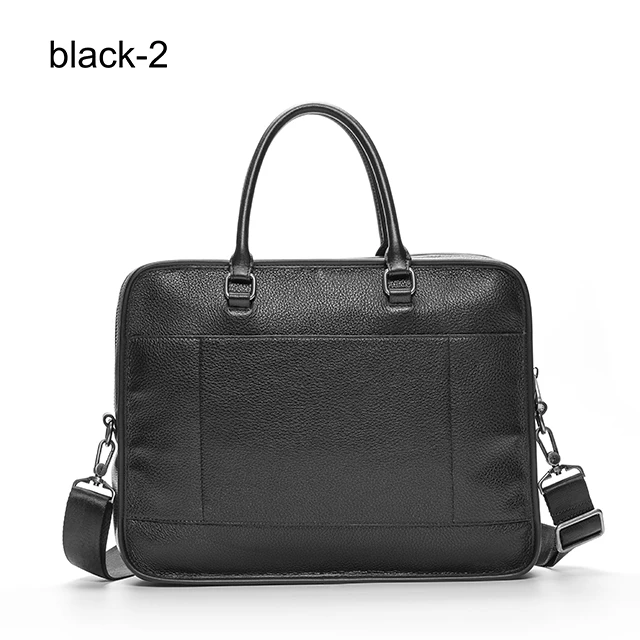 black 2 Большой Вместительный мужской портфель из натуральной кожи, мужская деловая сумка, мужская сумка через плечо, сумка от известного бренда, дизайнерский мужской портфель - Цвет: black 2