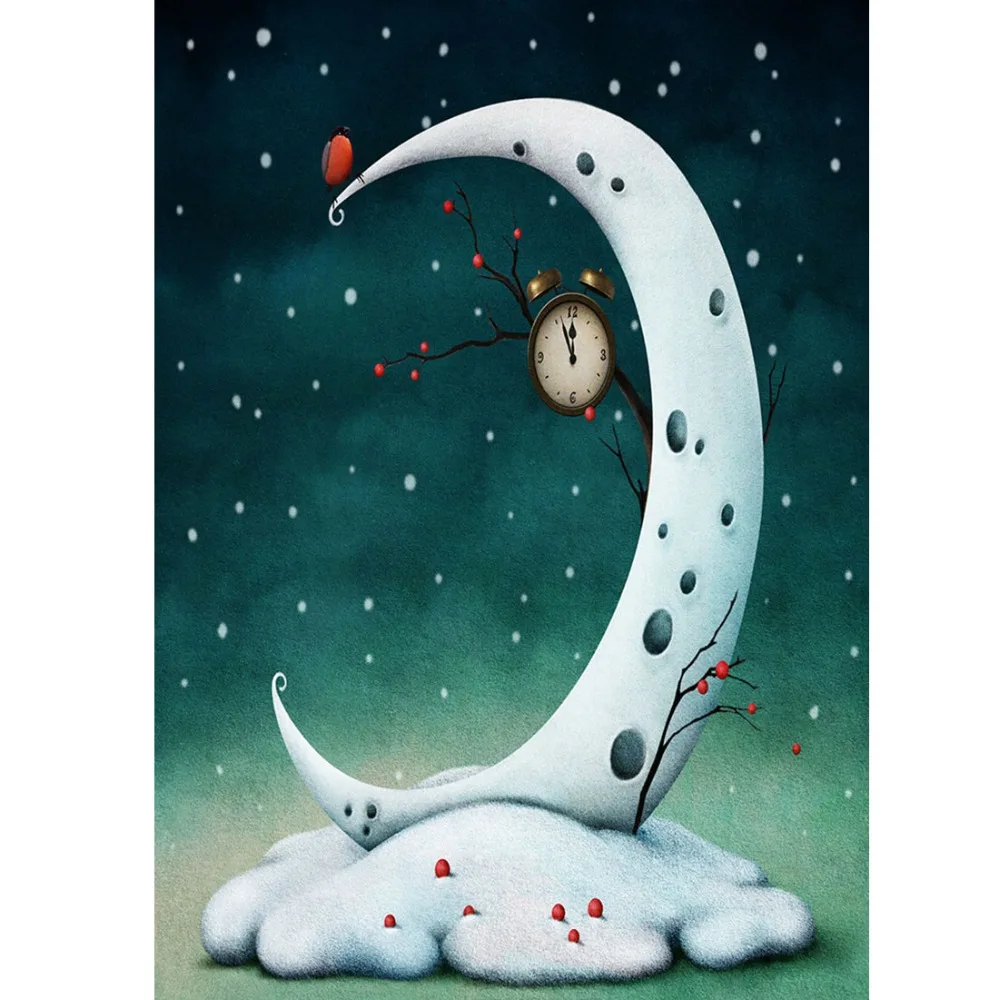 Фон для фотосъемки с Луной и часами аксессуары фотографирования детей виниловый