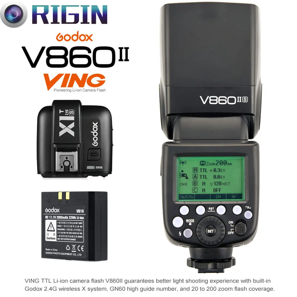Godox V860II C/V860II N/V860II S TTL вспышка для камеры GN60 HSS 1/8000s 2 4G Беспроводная + X1T C/X1T N/X1T