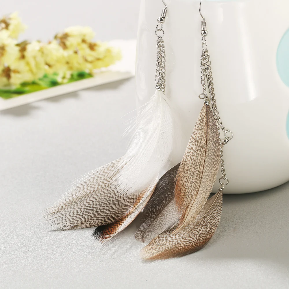 Перо серьги для женщин Boucle D'oreille длинные модные Oorbellen Brinco ювелирные украшения