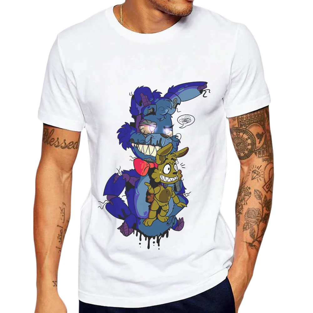 

MANZHIXISE Brand Mens Colthes Game Freddy T-Shirt Bonnie 3D Printed Knitted 100% Cotton Male T Shirts Casual Tops Tee Men Tshirt