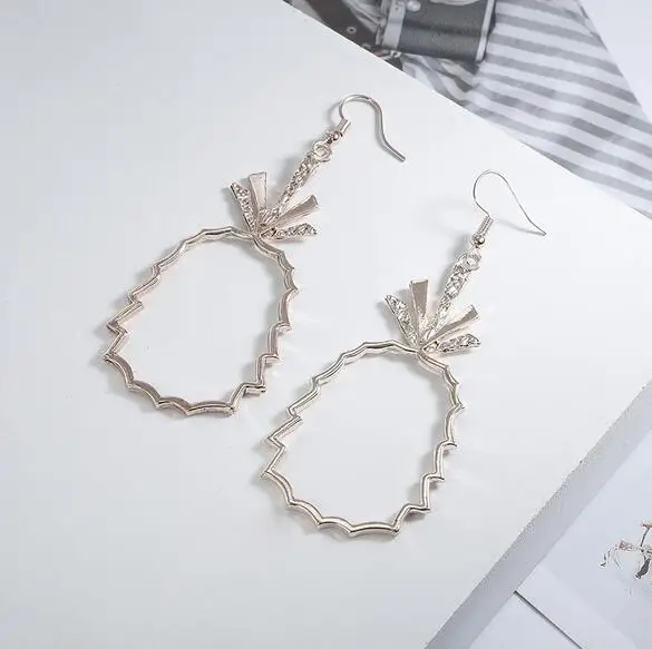 Богемные геометрические розовые золотые ананасы Висячие серьги для женщин