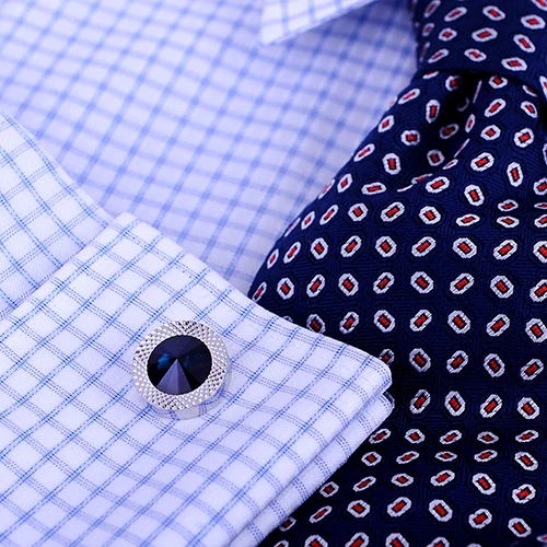 Мужская эксклюзивная рубашка KFLK запонки на пуговицах с синими кристаллами