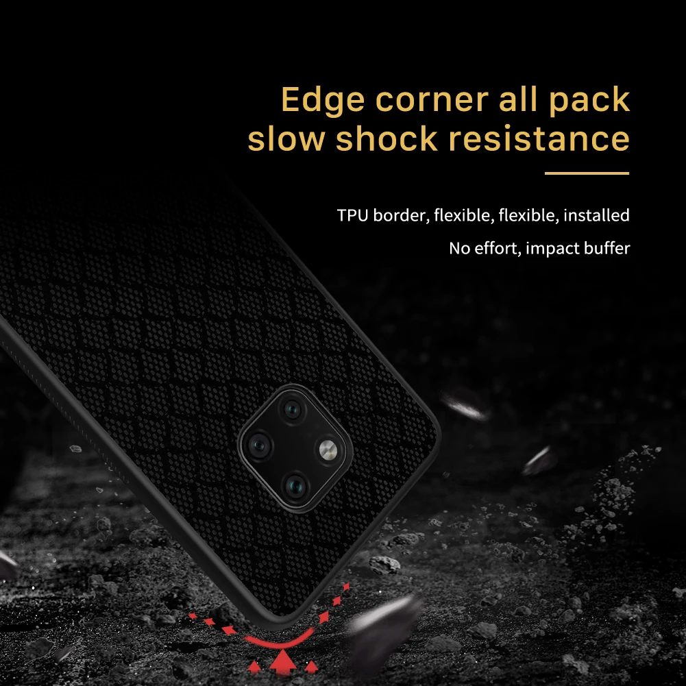 Чехол NILLKIN для huawei mate 20 Pro тканая полиэфирная сетка в виде ракушки цветной Блестящий голографический градиентный светоотражающий черный чехол