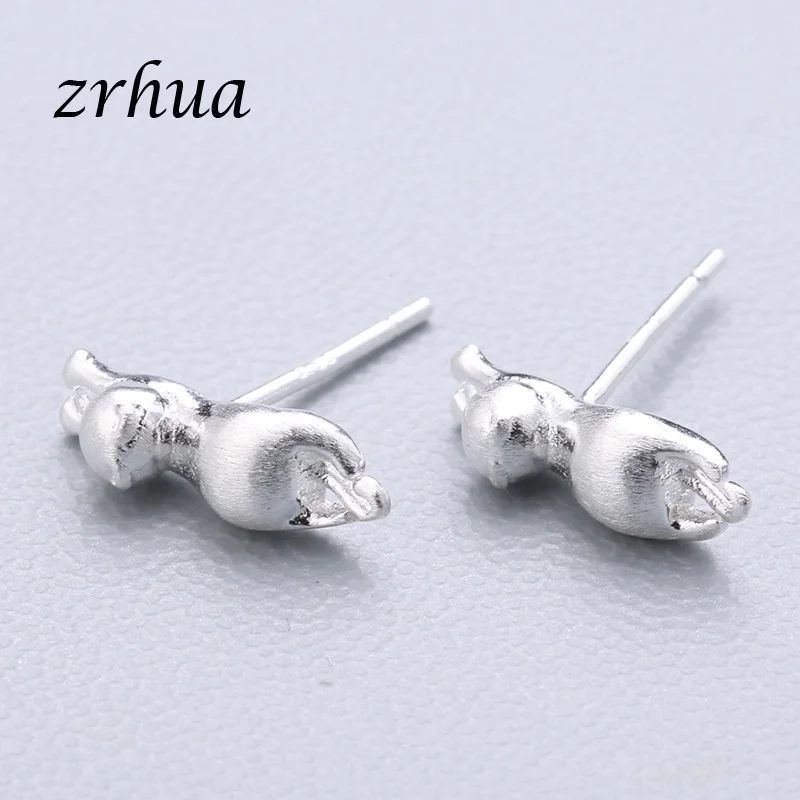 ZRHUA 925 пробы серебряные Простые серьги-гвоздики подарок pendientes oorbellen букле d'oreille femmes Новая коллекция рождественские подарки