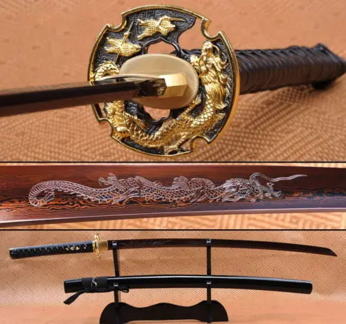 Японский меч Tsuka 815 41 дюйм сложенная стальная глина закаленная катана красное