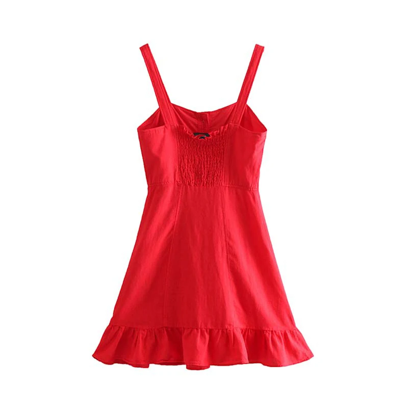 Boho 2019 летнее элегантное красное мини-платье с рюшами для женщин на тонких