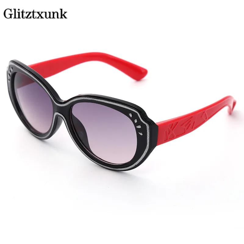 Новинка 2018 модные детские солнцезащитные очки Glitztxunk кошачий глаз для девочек и