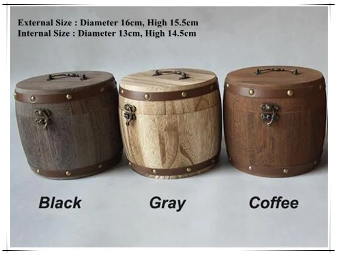 EASONOV 16X15.5cm Vintage Round Wooden Box Coffee Barrel Packing box Craft bucket | Дом и сад