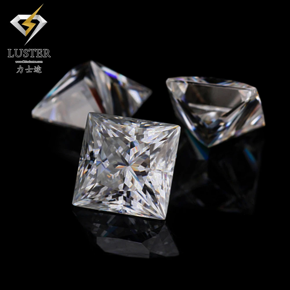 Forever solitaire brilliant white color moissanites 3*3~8*8mm Princess Cut square synthetic