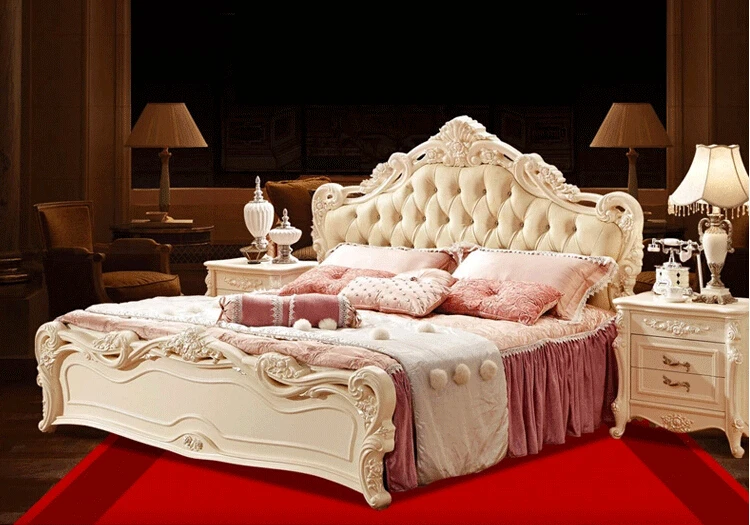 Роскошные кровати с ящиками из твердой древесины и кожи|leather bed|wood leather bedqueen bed |