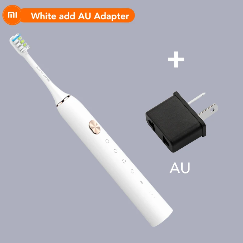 White add AU Adapter Xiao mi Soocare X3 X3S Soocas электрическая зубная щетка mi Smart Bluetooth Водонепроницаемая Быстрая зарядка Android iOS приложение дистанционное управление - Цвет: White add AU Adapter