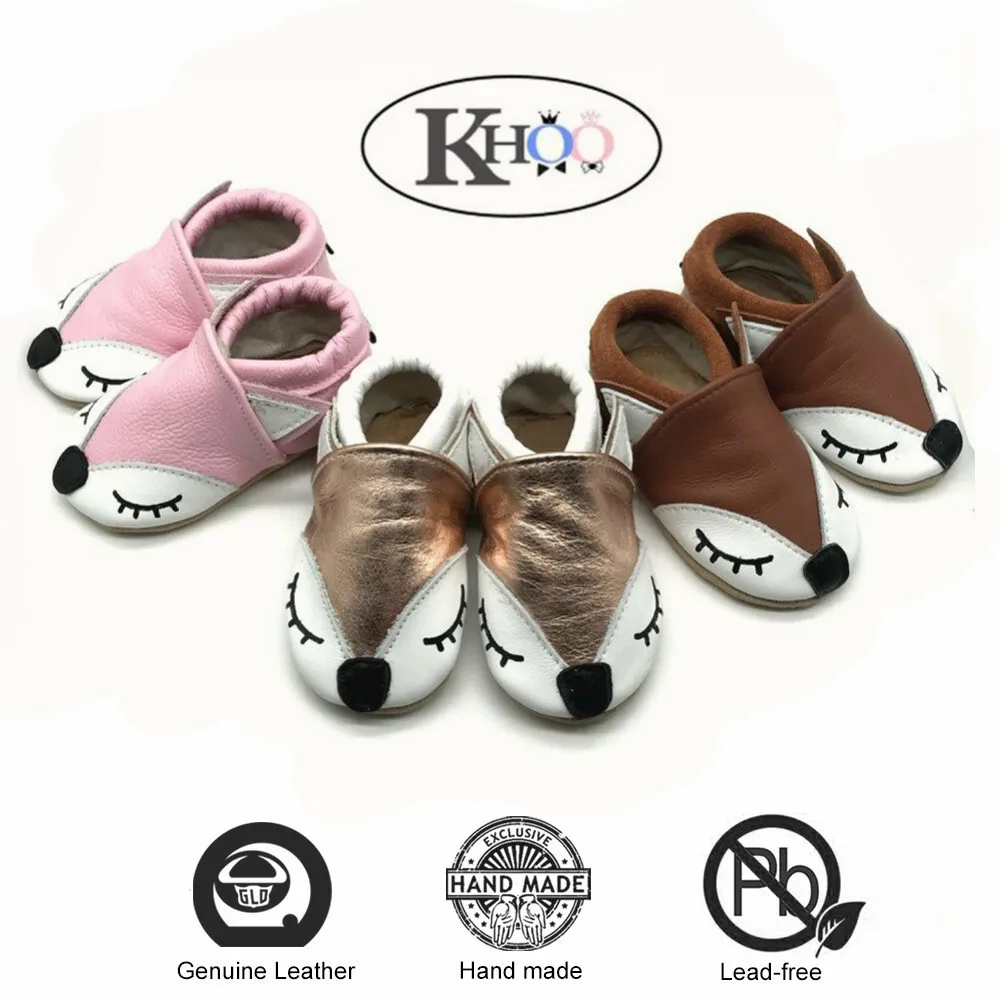 New design fox carton baby shoes spring/autumn genuine leather newborn boys/girls infant toddler crib moccasins |