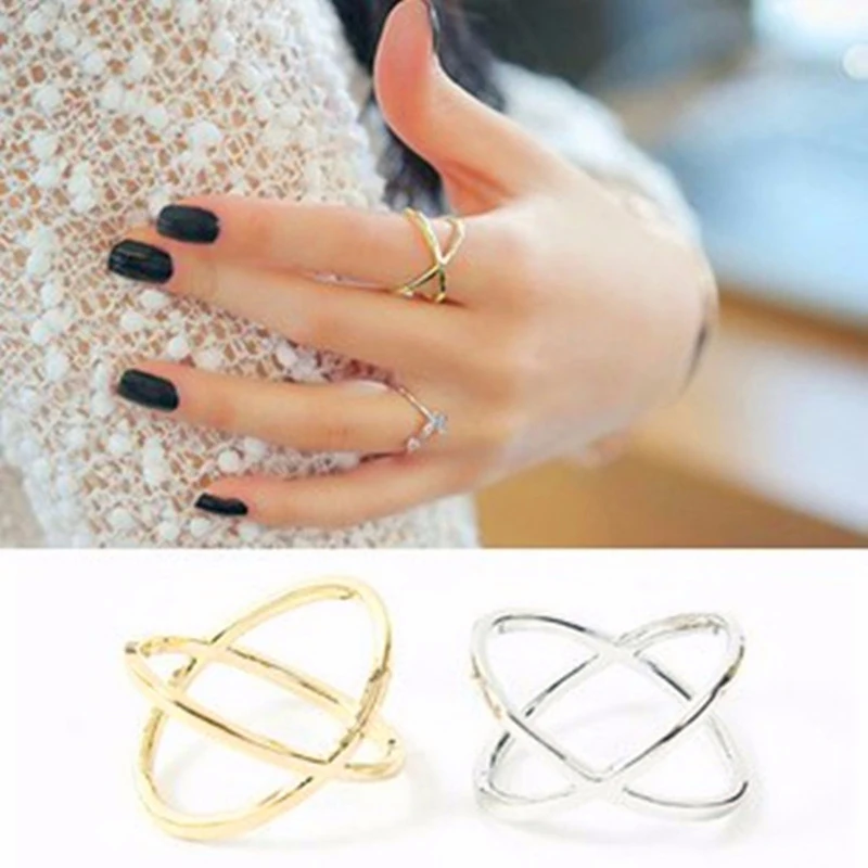 

Your Ring From The Stars Female X Cross Three-dimensional Hollow Around The Hot and Joint Index Finger 180512 - 6