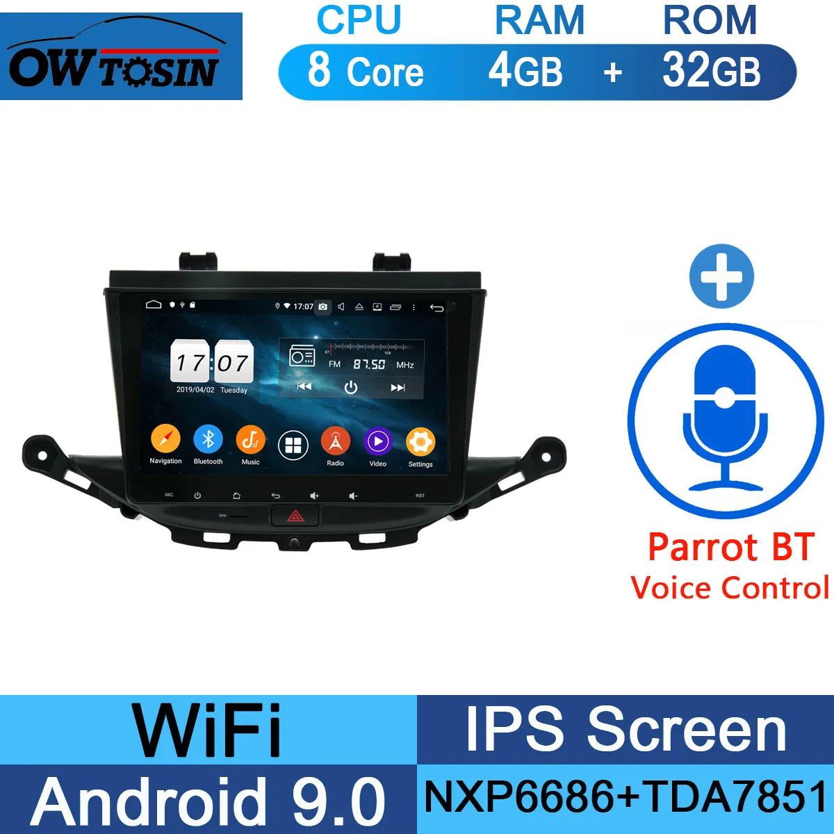 32G Parrot BT " ips Восьмиядерный 4 Гб ОЗУ+ 64 Гб ПЗУ Android 9,0 автомобильный dvd-радиоплеер gps для Opel Astra K DSP CarPlay Parrot BT Adas - Цвет: 32G Parrot BT