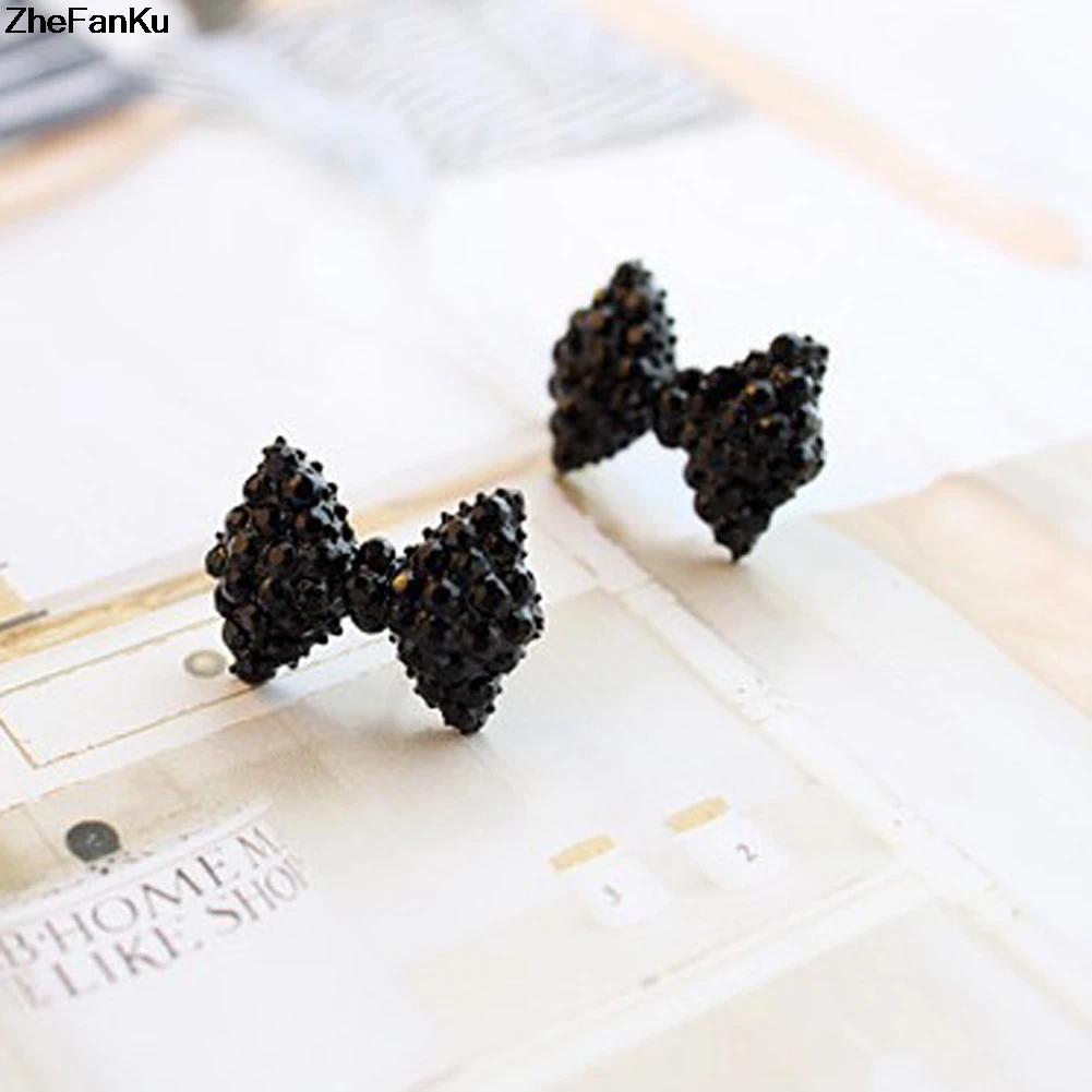 Женские винтажные серьги-гвоздики с бантом черные серьги кристаллами Ювелирное