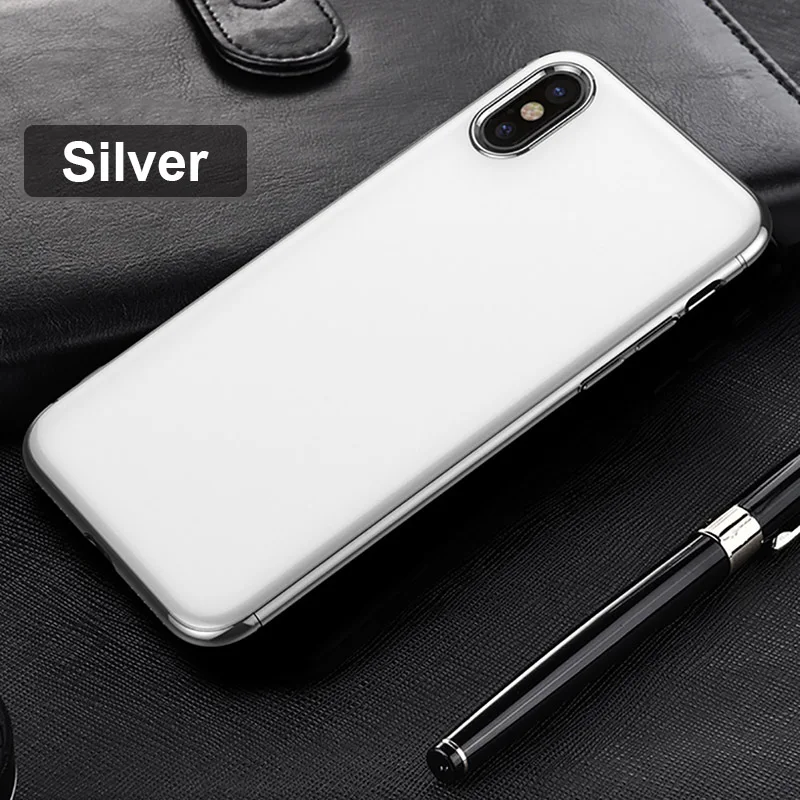 Silver Роскошный чехол с покрытием для iPhone X 10, ультра тонкий жесткий чехол с гальваническим покрытием для iPhone X - Цвет: Silver