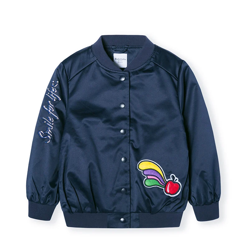 Dark blue Balabala/детская одежда; куртка для девочек; бейсбольная форма; весна г.; новые детские мягкие хлопковые куртки в Корейском стиле - Цвет: Dark blue