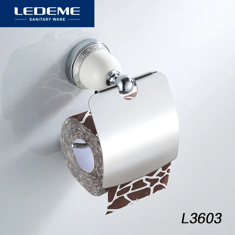 

LEDEME Toilet Paper Holder Ceramic Base Wall Mount Toilet Tissue Paper Holder Bathroom Roll Paper Holder Hardware Holders L3603