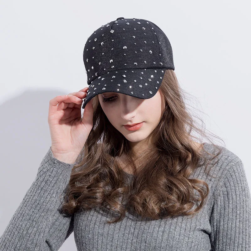 Женские Стразы шляпа от солнца со стразами Swag Casquette с защелкой на спине