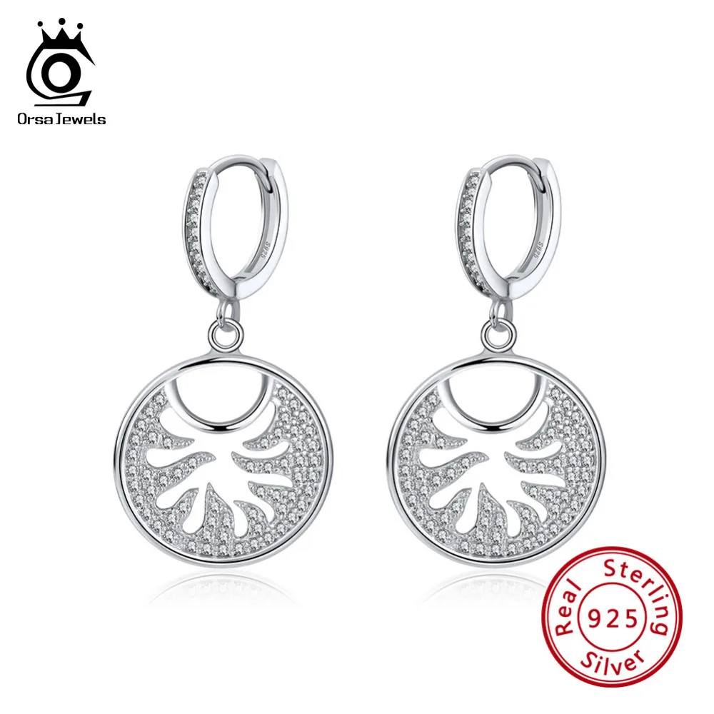 ORSA JEWELS, настоящие висячие серьги из серебра 925 пробы для женщин, полые резные серьги в форме Ловца снов, SE127