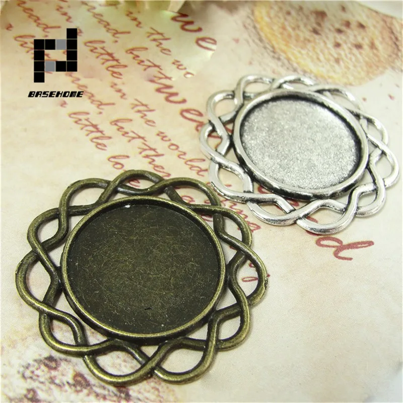 BASEHOME 10 шт./лот античная бронза Подвеска оправа для кабошона основа пустые подносы