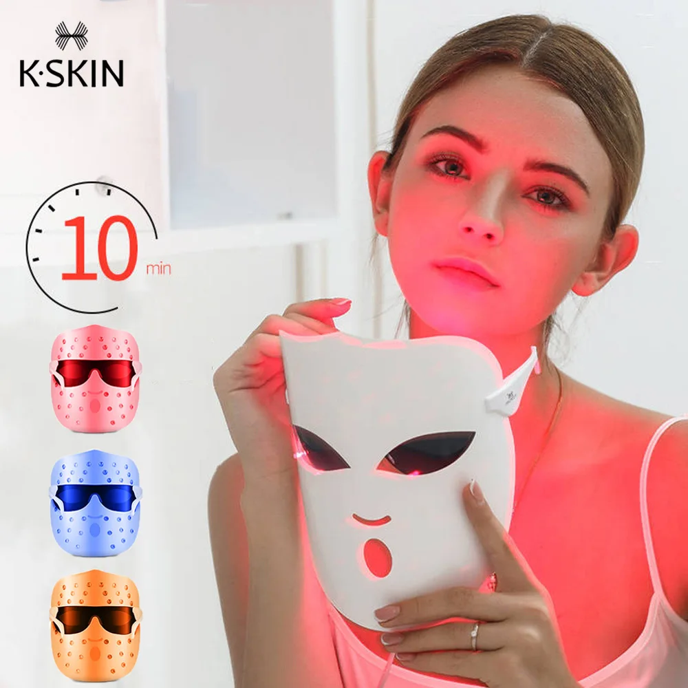 K-SKIN KD036 Красота фотоны; светодиод маска для лица терапия по омоложению кожи корейский уход за кожей против акне, морщины удаление массаж 3 цвета